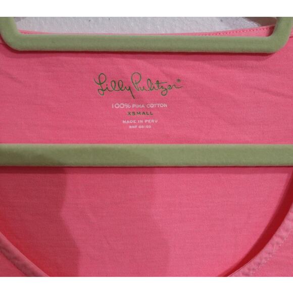 Lilly Pulitzer Pink Lana Boatneck Ruched Short Sleeve Pima Cotton Tee Sz XS - Picture 5 of 11